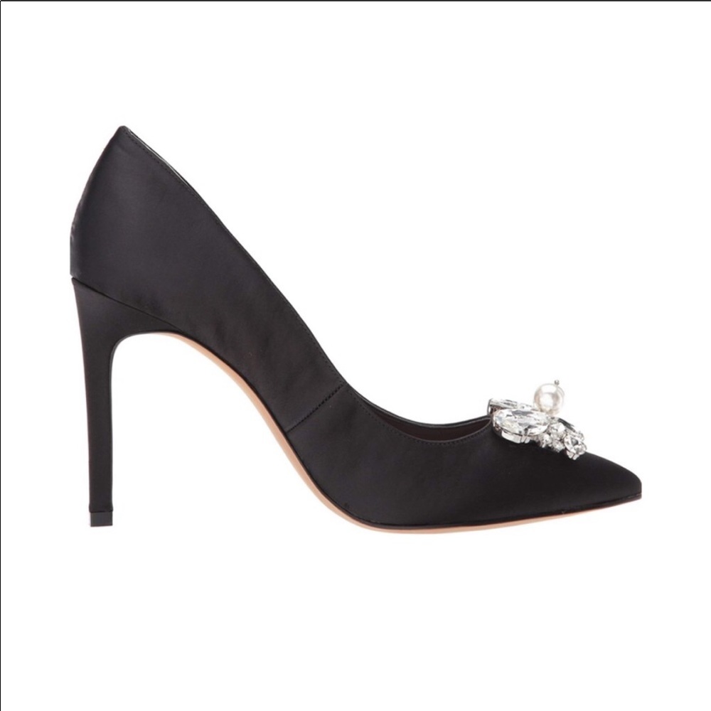 Avec Les Filles Chiara Satin Jeweled Pump Heels - Picture 3 of 3